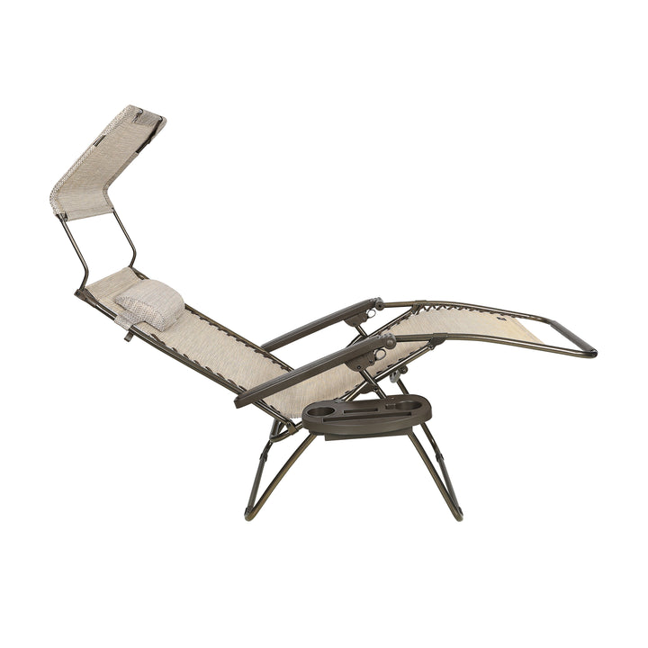 Bliss Hammocks 30" Wide XL Zero Gravity Outdoor Lounge Chair w/ Canopy, Sand