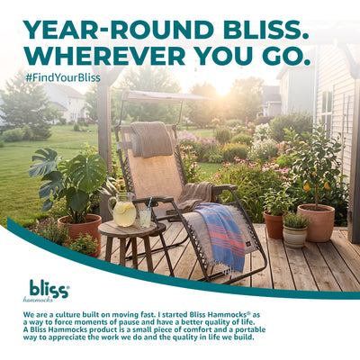 Bliss Hammocks 30" Wide XL Zero Gravity Outdoor Lounge Chair w/ Canopy(Open Box)
