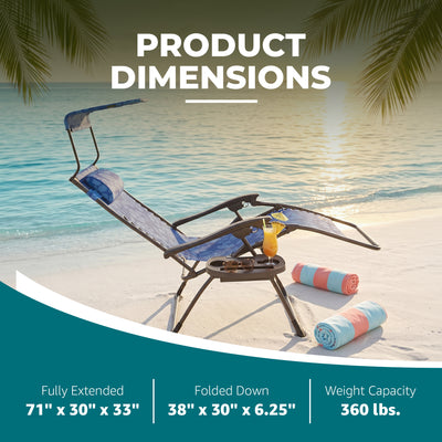 Bliss Hammocks 30" Wide XL Zero Gravity Outdoor Lounge Chair w/ Canopy(Open Box)