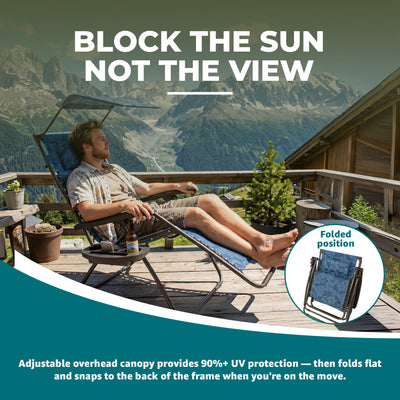 Bliss Hammocks 30" Wide XL Zero Gravity Outdoor Lounge Chair w/ Canopy(Open Box)