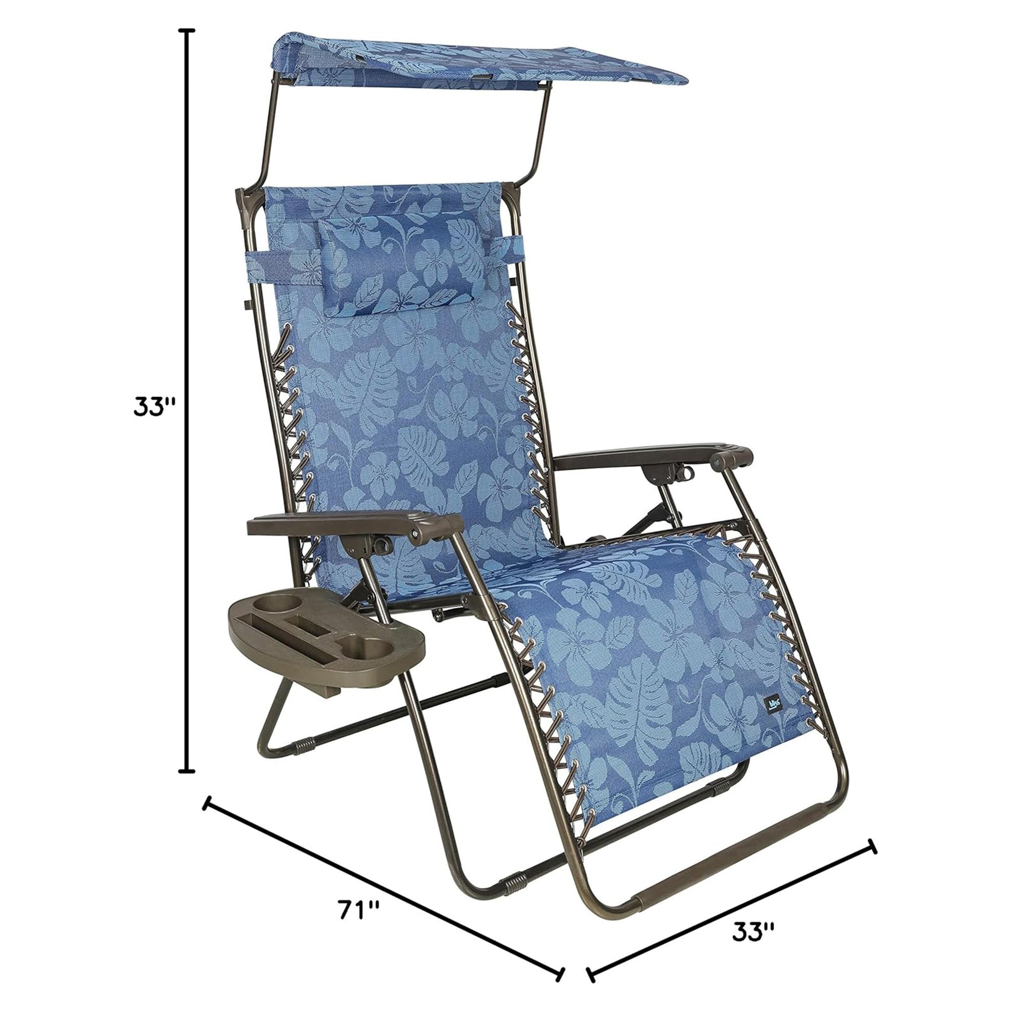 Bliss Hammocks 2 Pack 33" Wide XXL Zero Gravity Outdoor Lounge Chair with Canopy