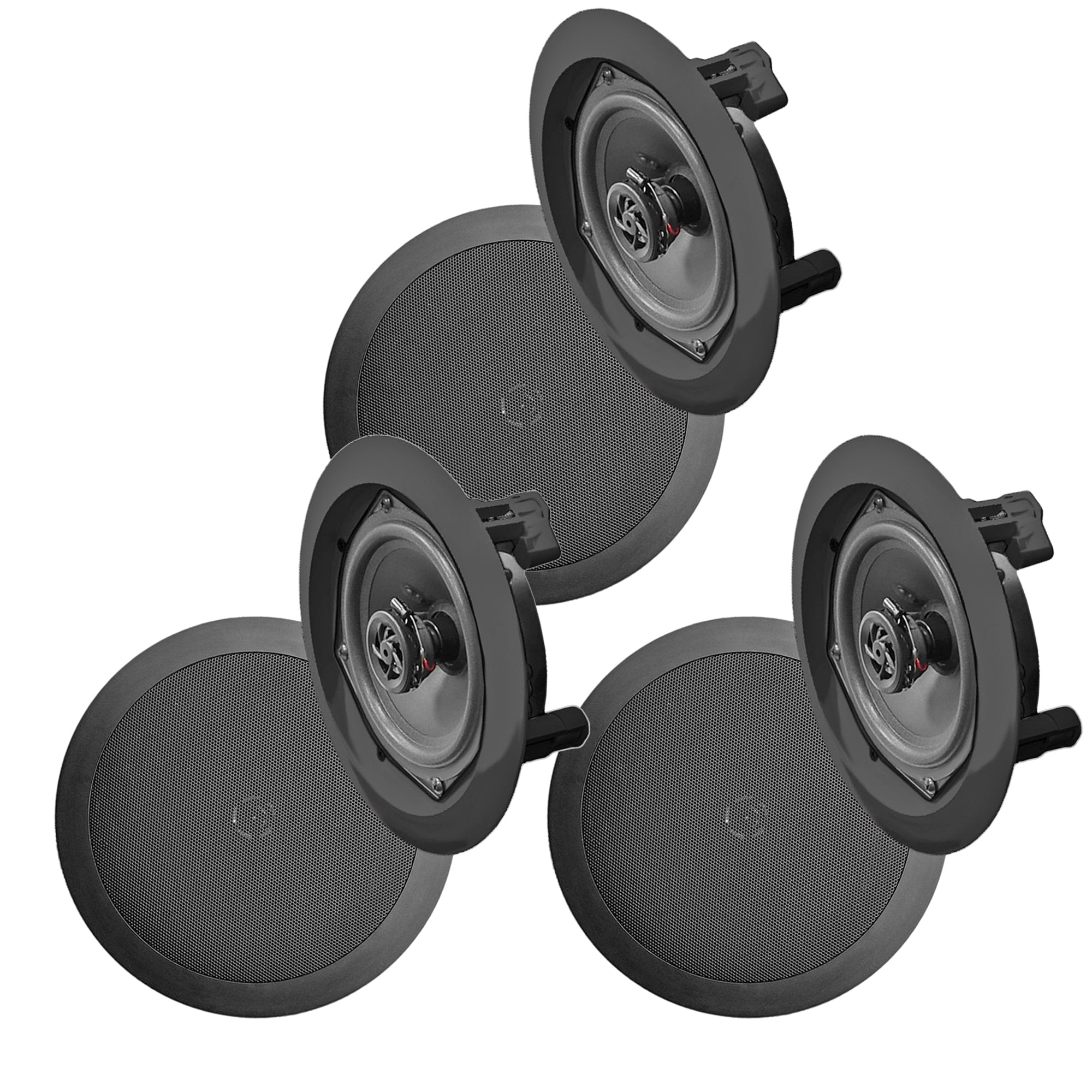 Pyle In Wall and In Ceiling Dual 6.5" Speaker System with Flush Mount, 3 Pack