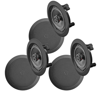 Pyle In Wall and In Ceiling Dual 6.5" Speaker System with Flush Mount, 3 Pack