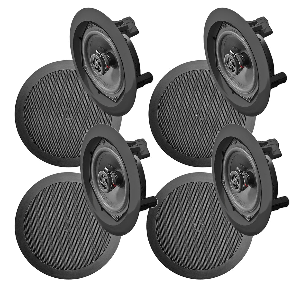 Pyle In Wall and In Ceiling Dual 6.5" Speaker System with Flush Mount, 4 Pack