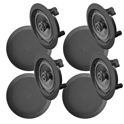 Pyle In Wall and In Ceiling Dual 6.5" Speaker System with Flush Mount, 4 Pack