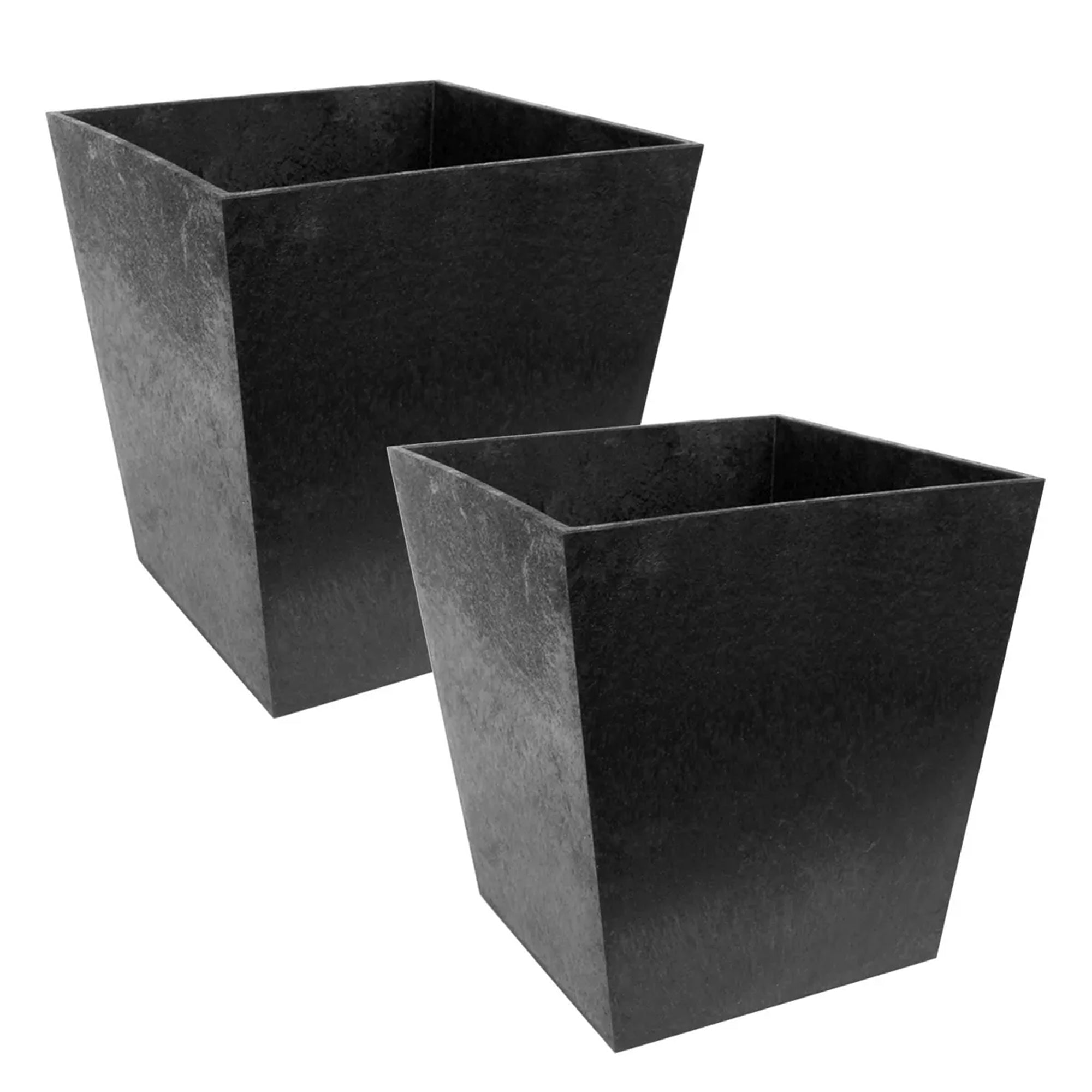 Tierra Verde 2 Pack Indoor Outdoor 13 Inch Self Watering Planters, Sonata, Black - VMInnovations