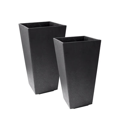 Tierra Verde 2pk Indoor Outdoor 20 Inch Self Watering Planters, Black (Open Box)