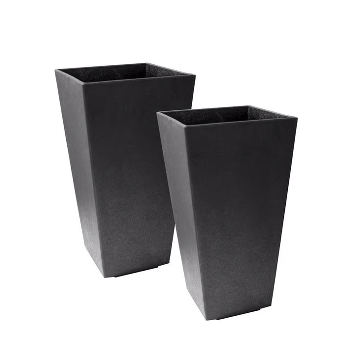 Tierra Verde 2pk Indoor Outdoor 20 Inch Self Watering Planters, Black (Open Box)
