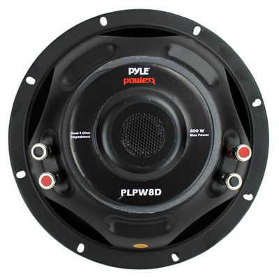 Pyle 8 Inch 1600W DVC 4 Ohm Car Audio Subwoofer Speaker Set, Black (2 Pack) - VMInnovations