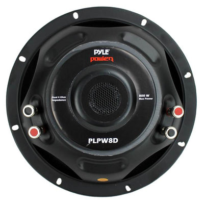 Pyle 8 Inch 1600W DVC 4 Ohm Car Audio Subwoofer Speaker Set, Black (2 Pack)