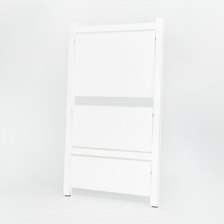 PJ Wood 3 Tier Foldable Bookshelf Wooden Storage Rack Home Display Stand, White