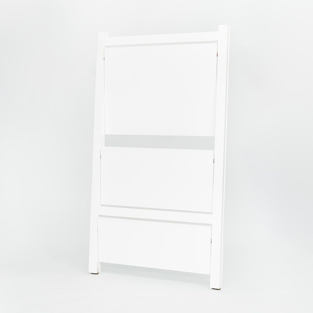 PJ Wood 3 Tier Foldable Bookshelf Home Display Stand, White (Open Box)