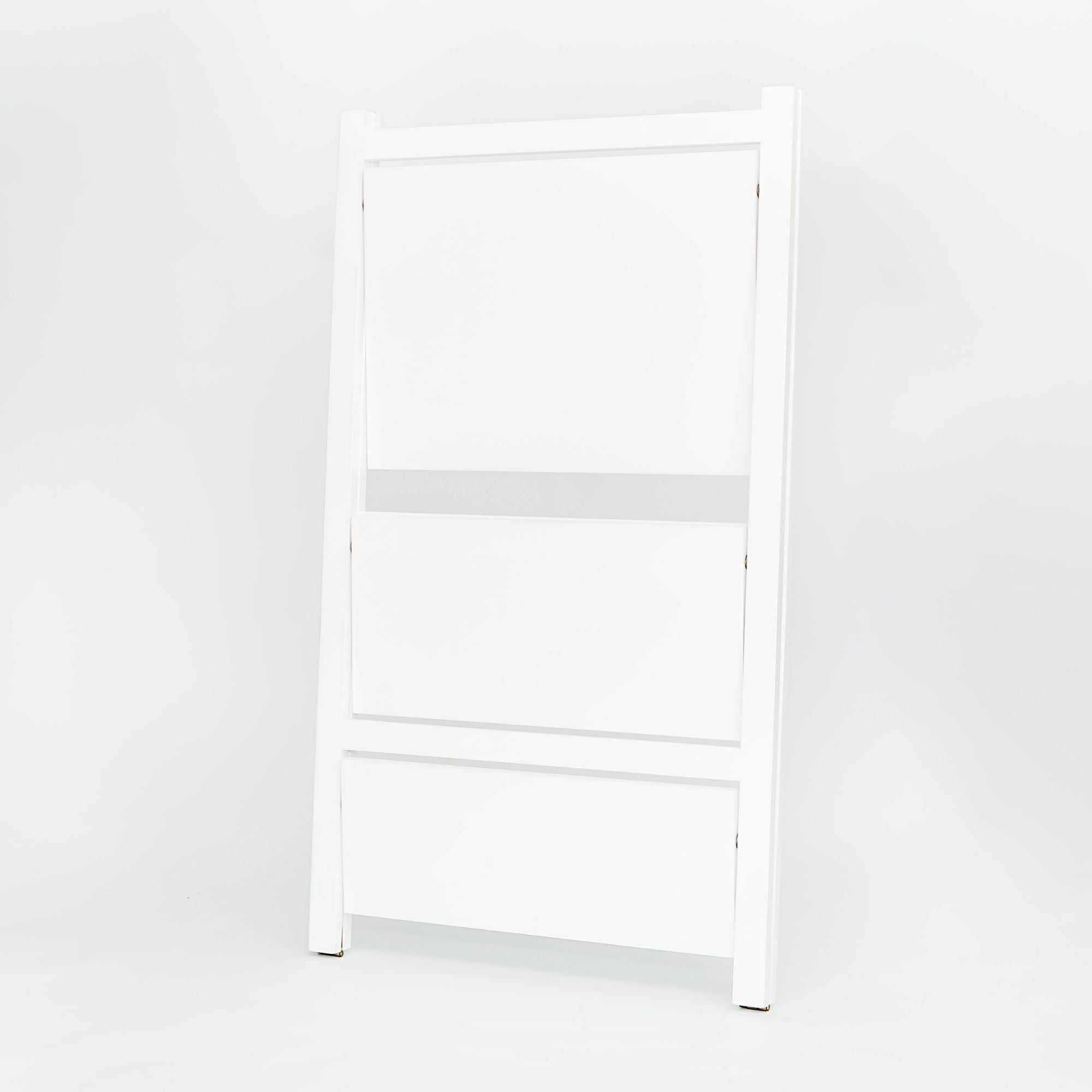 PJ Wood 3 Tier Foldable Bookshelf Wooden Storage Rack Home Stand, White (Used) - VMInnovations
