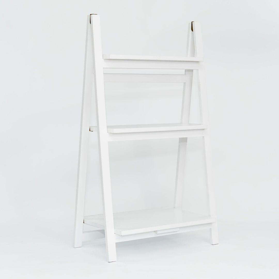 PJ Wood 3 Tier Foldable Bookshelf Home Display Stand, White (Open Box)