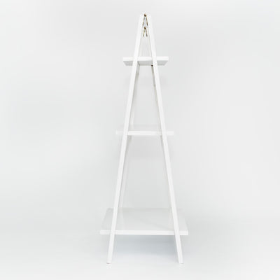 PJ Wood 3 Tier Foldable Bookshelf Wooden Storage Rack Home Stand, White (Used) - VMInnovations