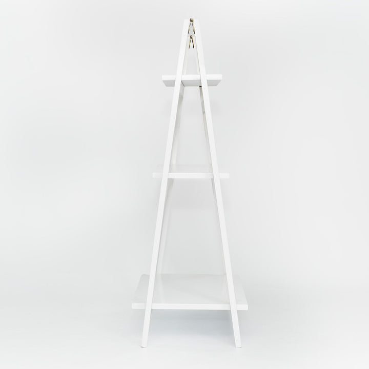 PJ Wood 3 Tier Foldable Bookshelf Home Display Stand, White (Open Box)