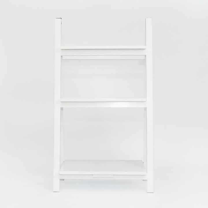 PJ Wood 3 Tier Foldable Bookshelf Wooden Storage Rack Home Display Stand, White