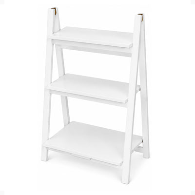 PJ Wood 3 Tier Foldable Bookshelf Home Display Stand, White (Open Box)