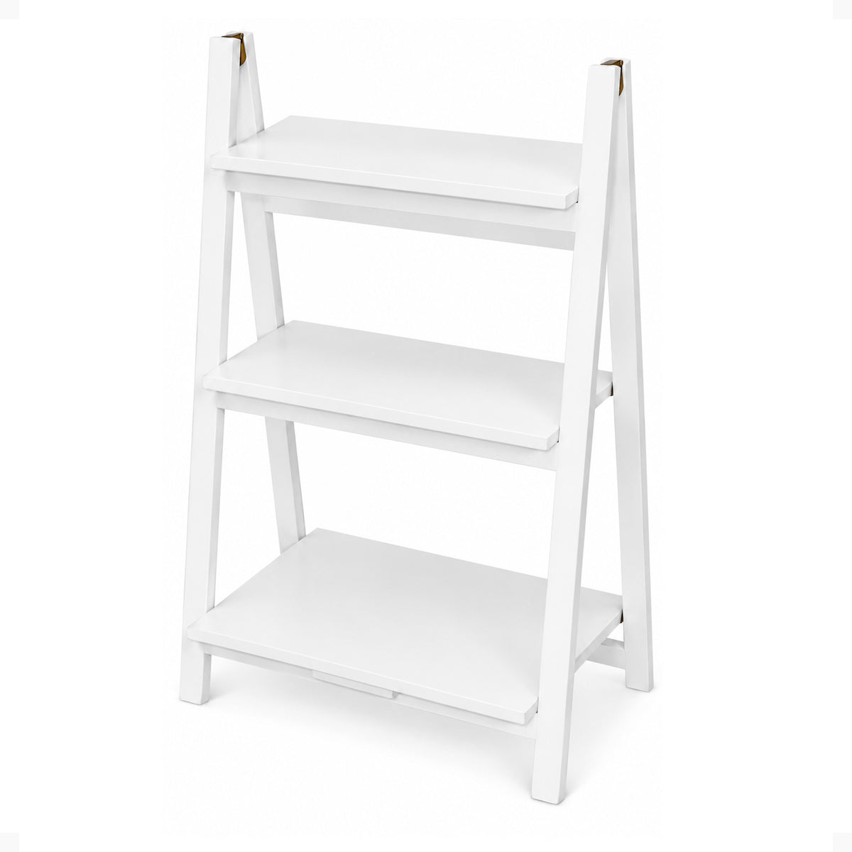 PJ Wood 3 Tier Foldable Bookshelf Wooden Storage Rack Home Display Stand, White
