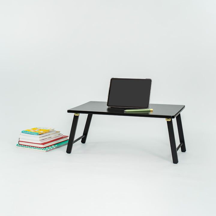 PJ Wood Folding Laptop Desk Tray Portable Bed Table for Computer Work, Black