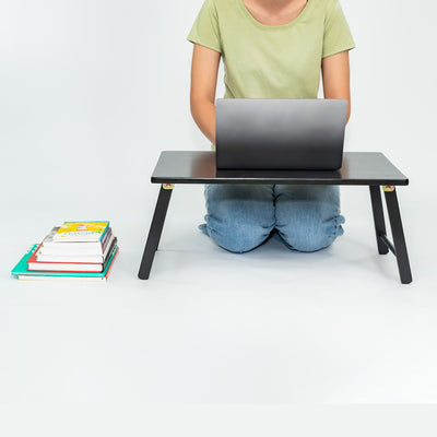 PJ Wood Folding Laptop Desk Tray Bed Table for Computer Work, Black (Open Box) - VMInnovations