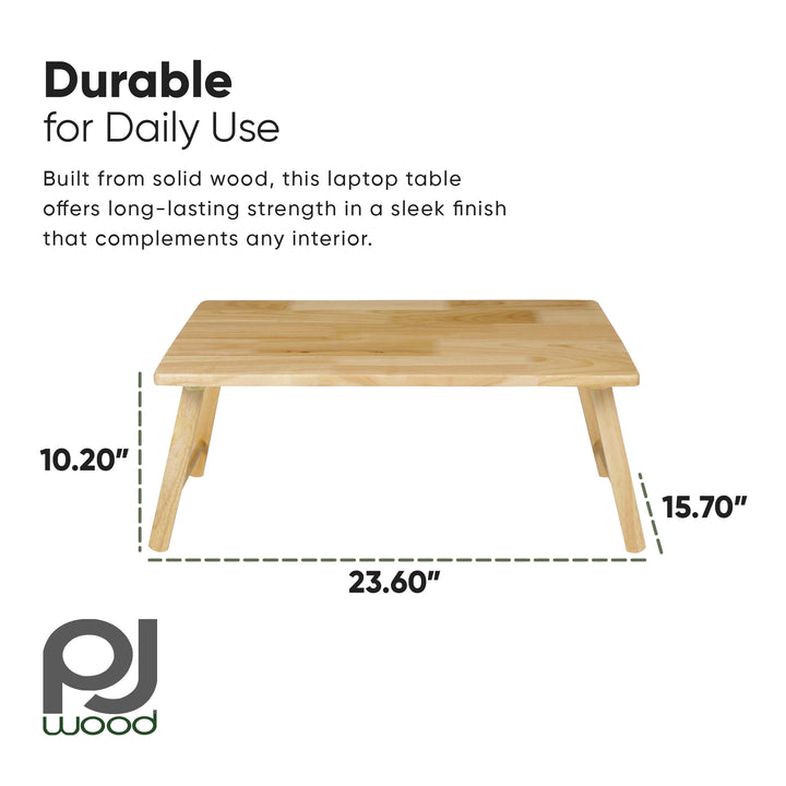 PJ Wood Folding Laptop Desk Tray Portable Bed Table for Computer Work, Natural