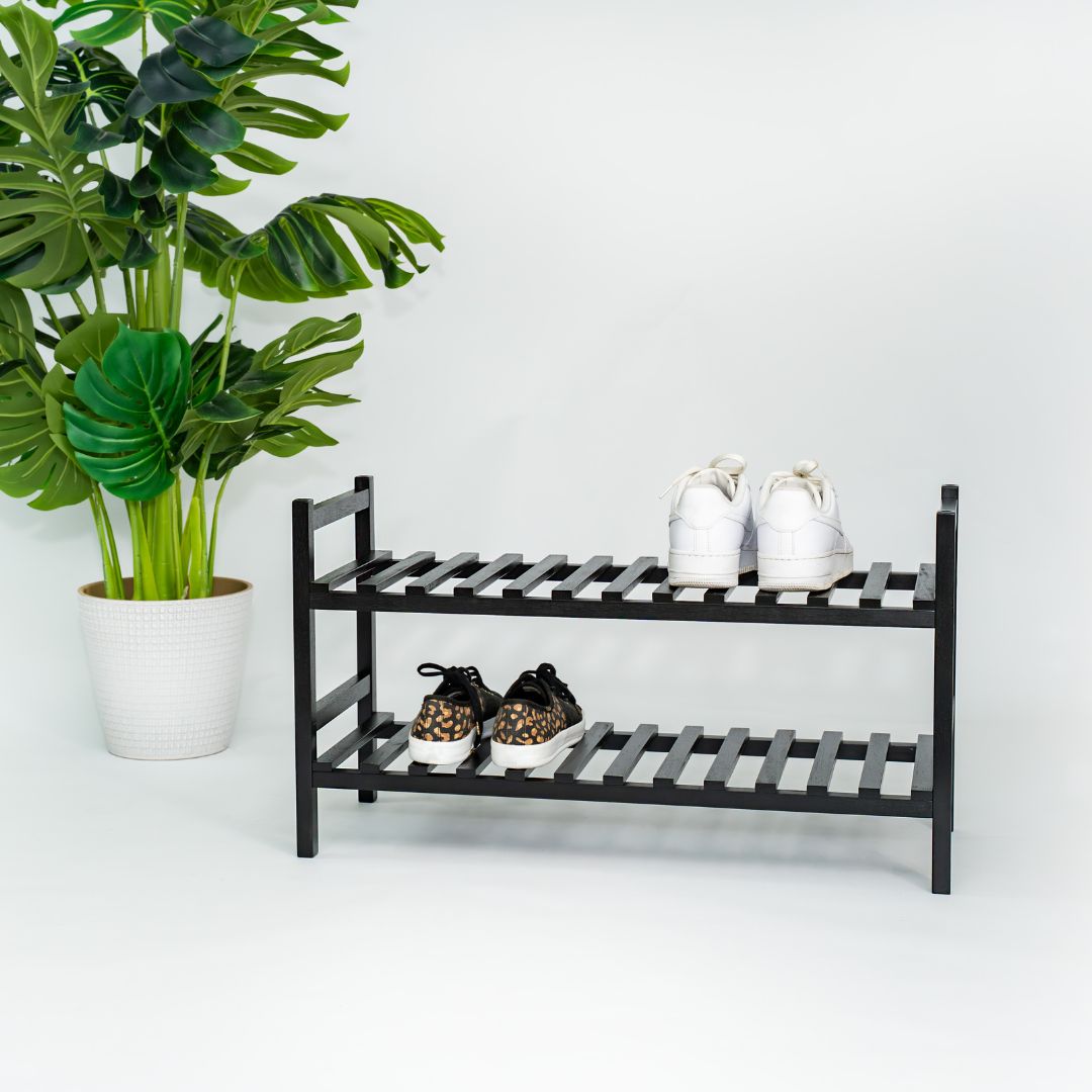 PJ Wood Stackable Wood Shoe Rack Organizer Shelf Closet Bedroom(Open Box) - VMInnovations