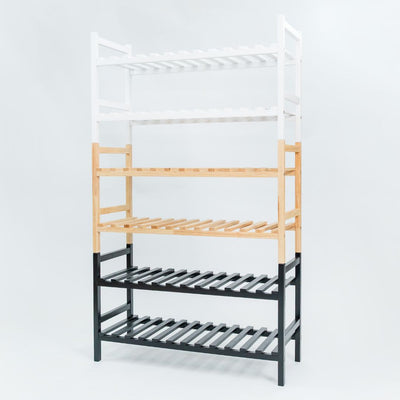 PJ Wood Stackable Wood Shoe Rack Organizer Shelf Closet Bedroom(Open Box) - VMInnovations