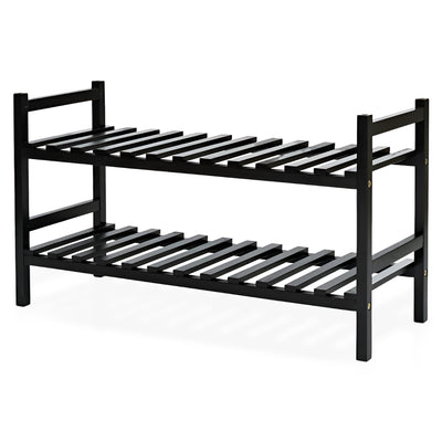 PJ Wood Stackable Wood Shoe Rack Organizer Shelf Closet Bedroom(Open Box) - VMInnovations