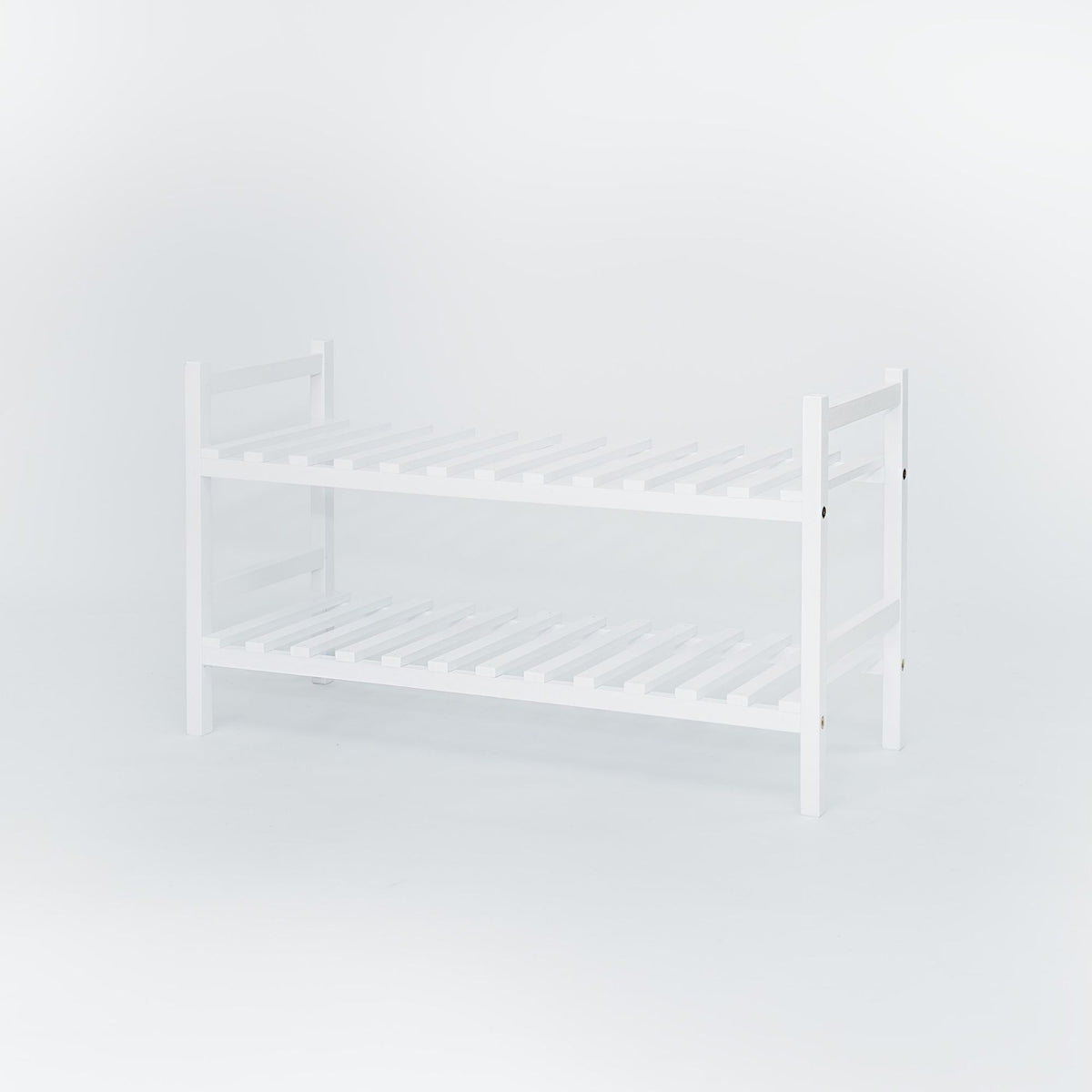 PJ Wood Stackable Wood Shoe Rack Organizer For Closet Bedroom, White (Open Box)