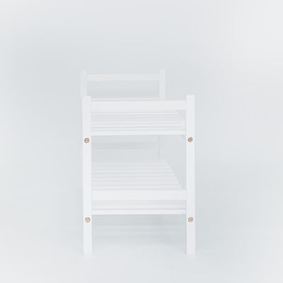 PJ Wood Stackable Wood Shoe Rack Organizer For Closet Bedroom, White (Open Box)