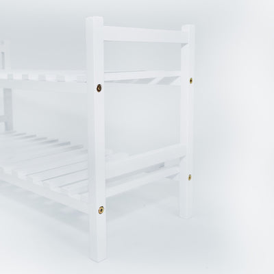 PJ Wood Stackable Wood Shoe Rack Organizer For Closet Bedroom, White (Open Box)