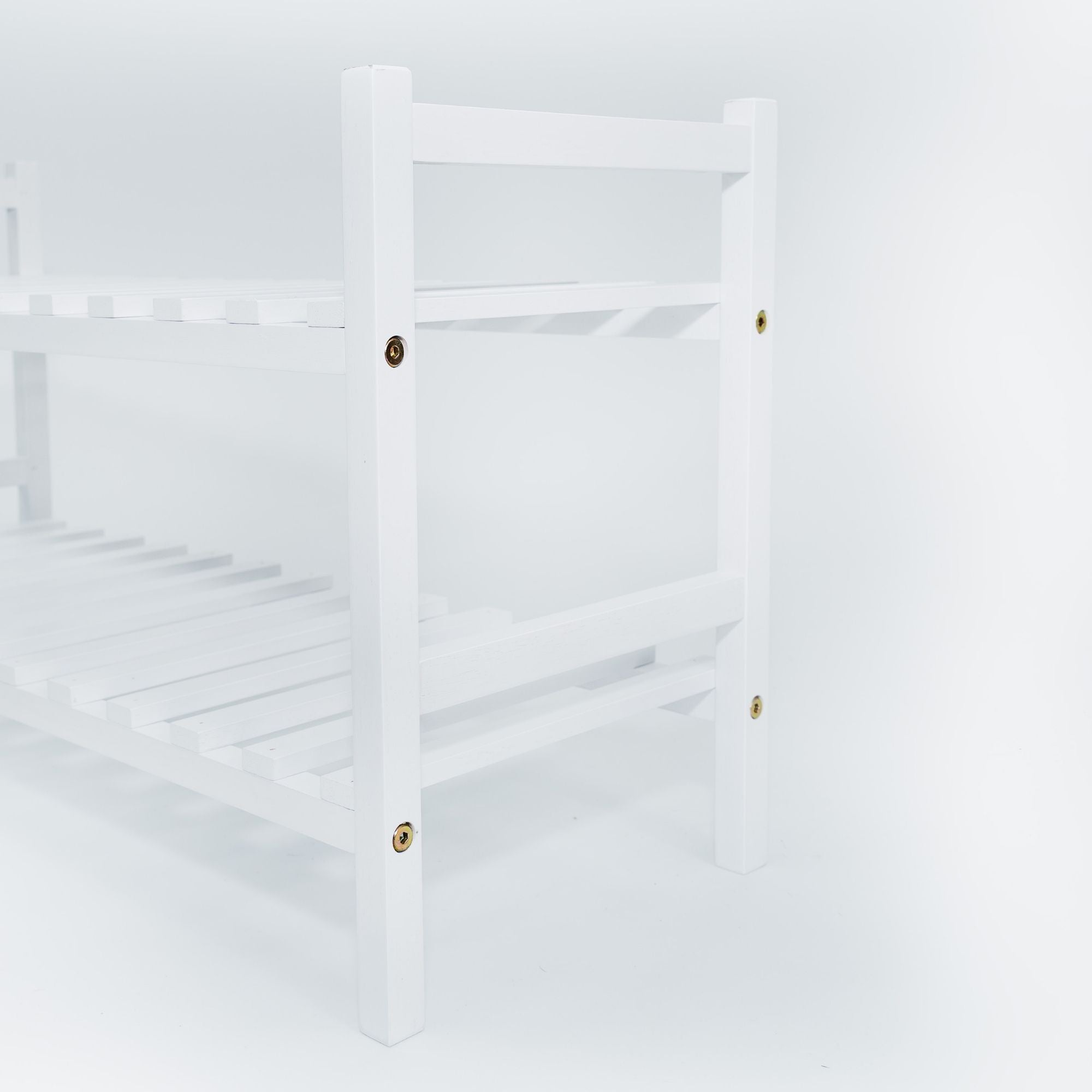 PJ Wood Stackable Wood Shoe Rack Organizer For Closet Bedroom, White (Open Box) - VMInnovations