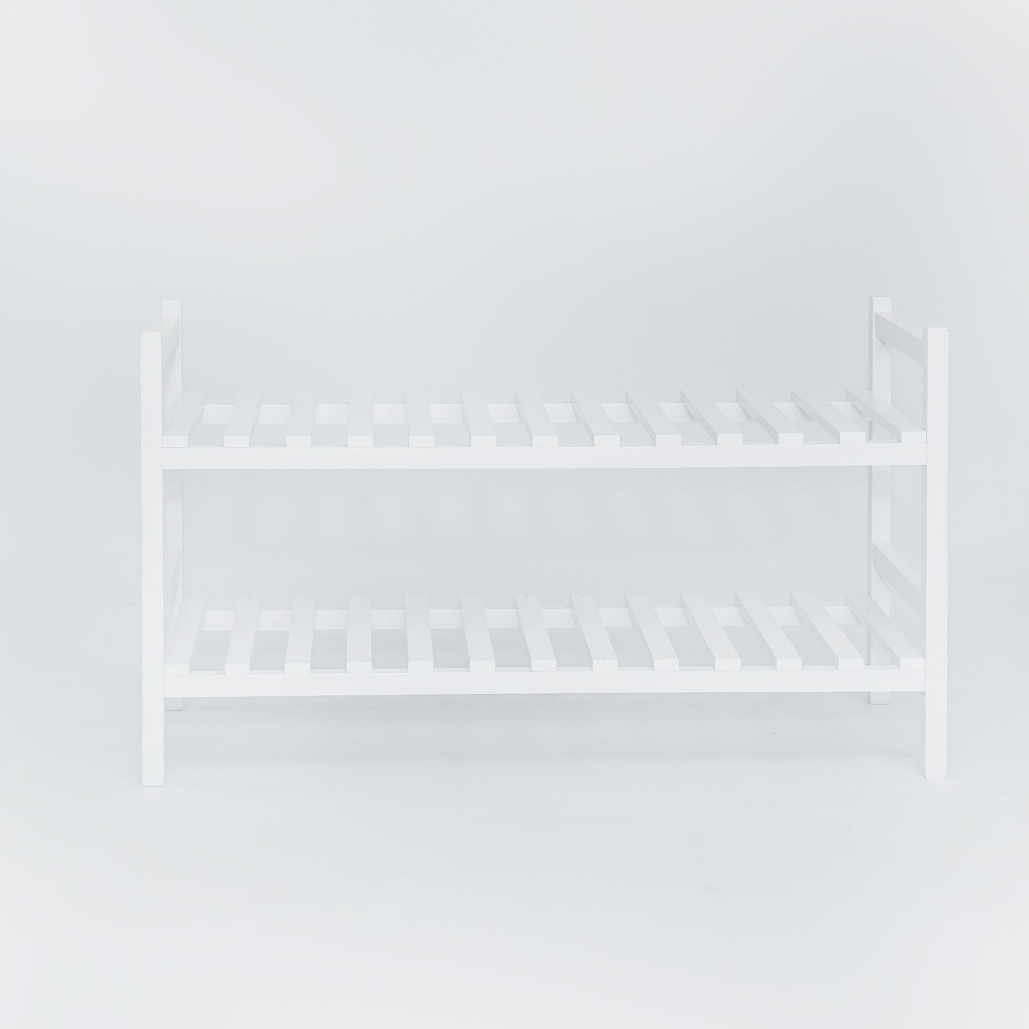 PJ Wood Stackable Wood Shoe Rack Organizer For Closet Bedroom, White (Open Box)
