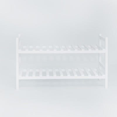 PJ Wood Stackable Wood Shoe Rack Organizer For Closet Bedroom, White (Open Box)
