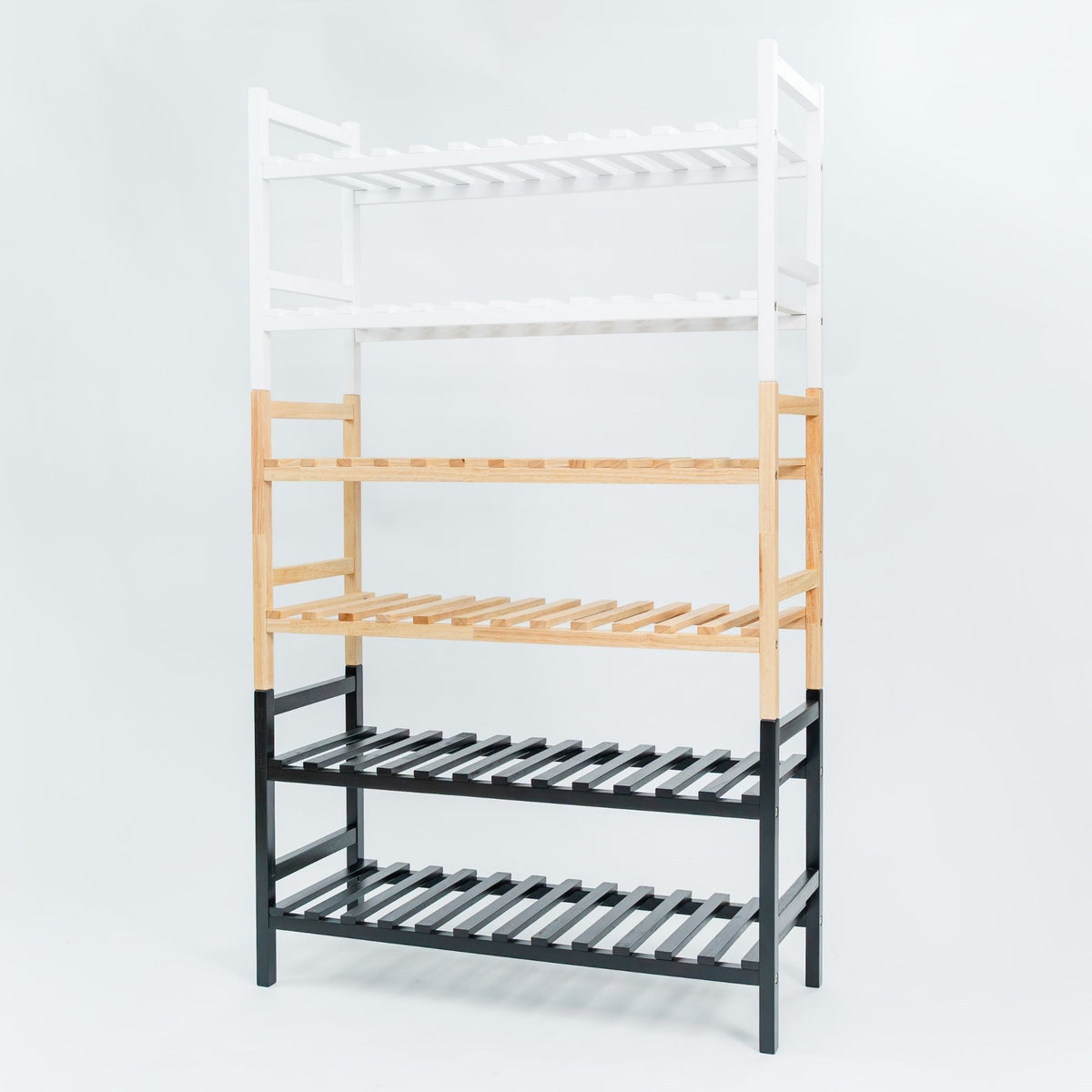 PJ Wood Stackable Wood Shoe Rack Organizer For Closet Bedroom, White (Open Box)