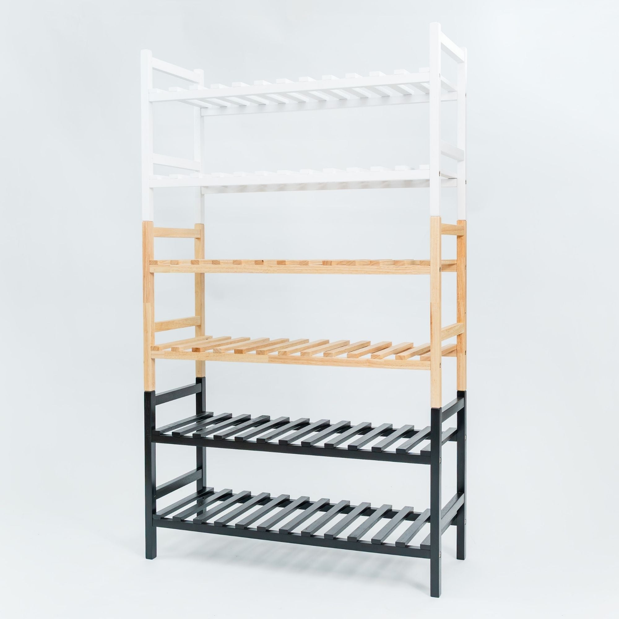 PJ Wood Stackable Wood Shoe Rack Organizer For Closet Bedroom, White (Open Box)