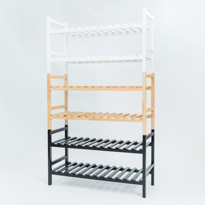 PJ Wood Stackable Wood Shoe Rack Organizer For Closet Bedroom, White (Open Box)