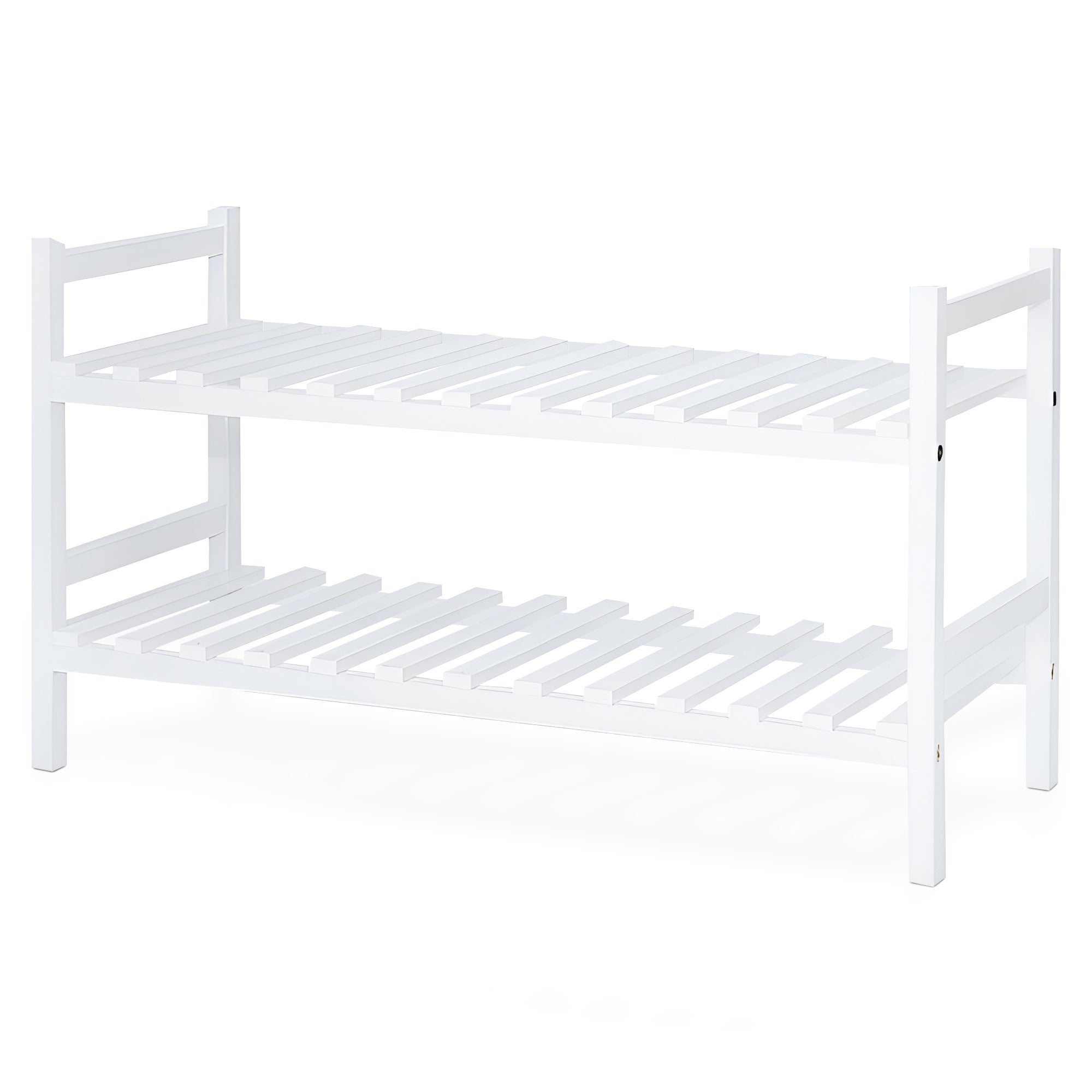 PJ Wood Stackable Wood Shoe Rack Organizer Shelf Closet Entryway Bedro ...