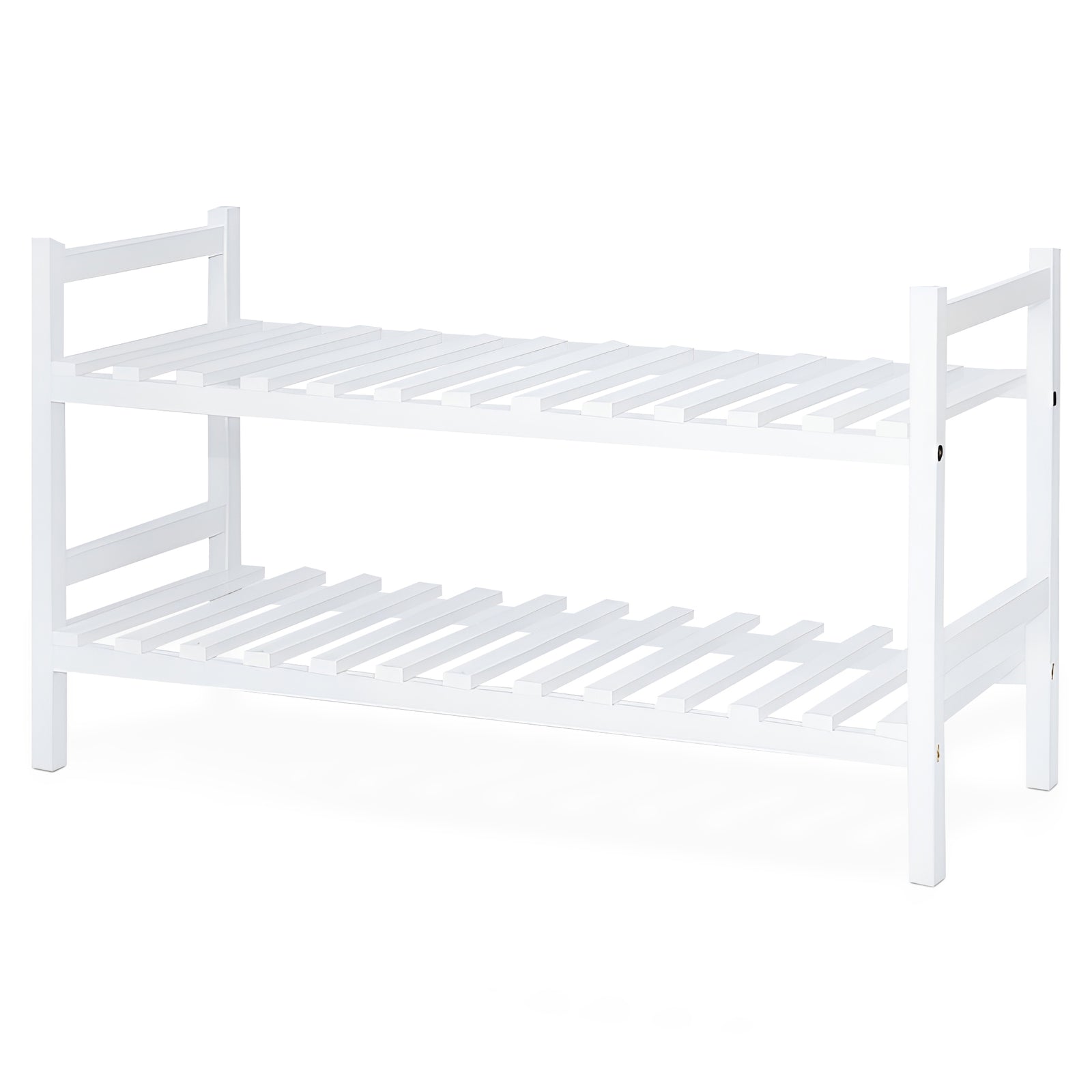 PJ Wood Stackable Wood Shoe Rack Organizer Shelf Closet Entryway Bedroom, White - VMInnovations