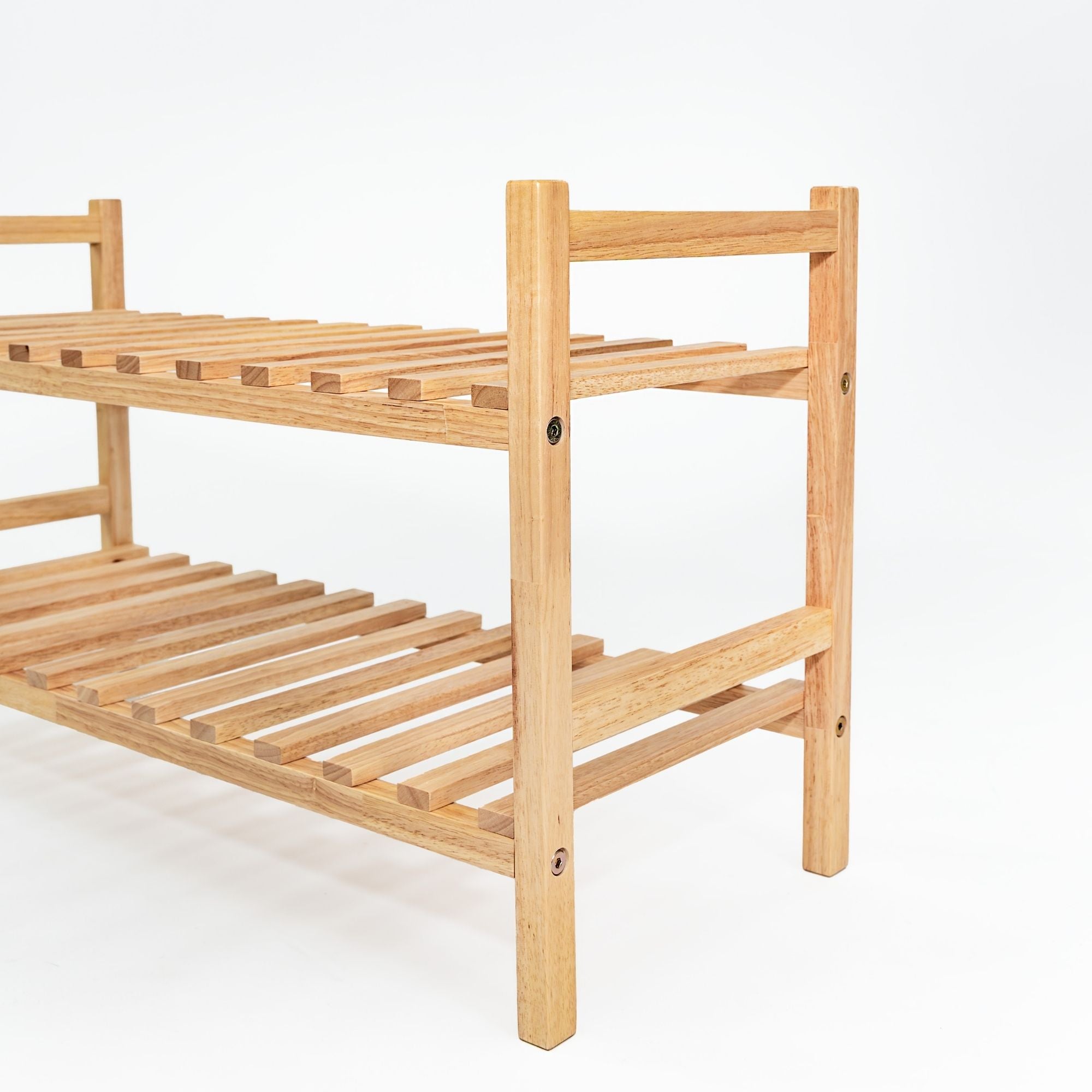 PJ Wood Stackable Wood Shoe Rack Organizer Shelf Closet Entryway Bedroom Natural - VMInnovations