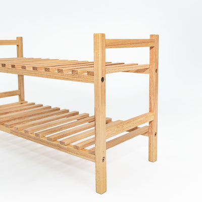 PJ Wood Stackable Wood Shoe Rack Organizer Shelf Closet Entryway Bedroom Natural - VMInnovations