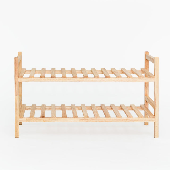 PJ Wood Stackable Wood Shoe Rack Organizer Shelf Closet Entryway Bedroom Natural