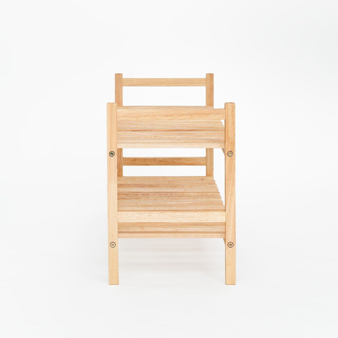 PJ Wood Stackable Wood Shoe Rack Organizer Shelf Closet Entryway Bedroom Natural