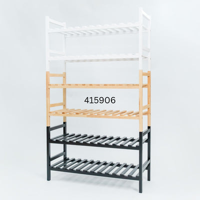 PJ Wood Stackable Wood Shoe Rack Organizer Shelf Closet Entryway Bedroom Natural - VMInnovations