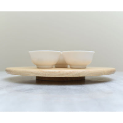 PJ Wood Natural Wooden Lazy Susan Organizer Kitchen Cabinet Tray (Open Box) - VMInnovations