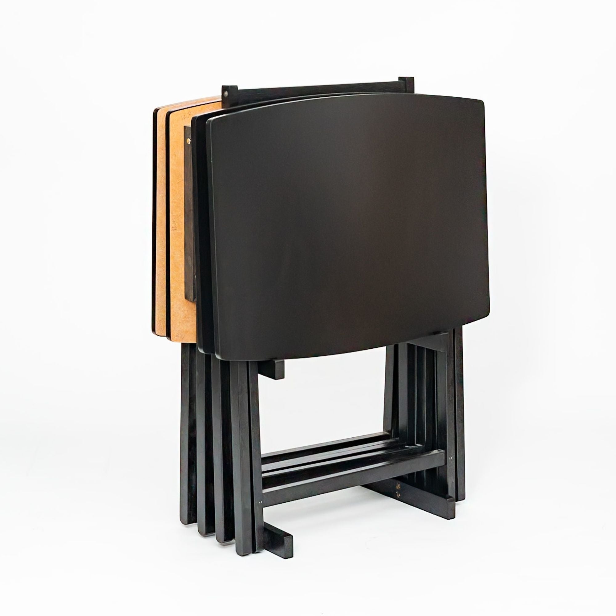 PJ Wood 5pk XL Tray Table Set for Living Room or Kitchen, Black (Open Box) - VMInnovations