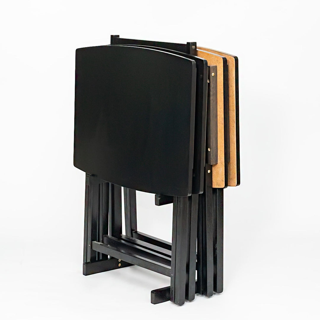 PJ Wood 5pk XL Tray Table Set for Living Room or Kitchen, Black (Open Box)