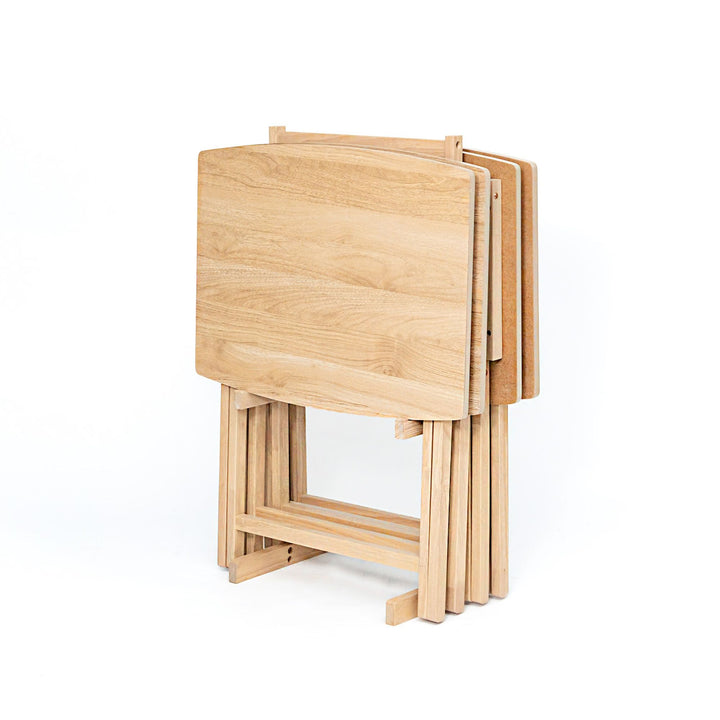 PJ Wood 5pk XL Oversize Tray Table for Living Room or Kitchen, Wood (Used)