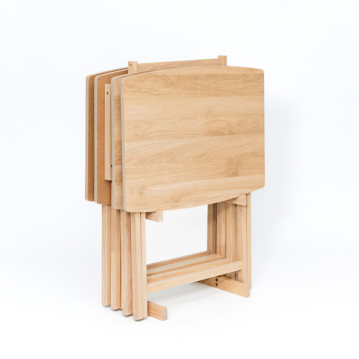 PJ Wood 5pk XL Oversize Tray Table for Living Room or Kitchen, Wood (Used)